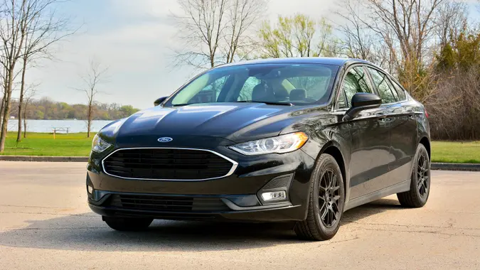 2020 Ford Fusion front 3/4 view stock photo