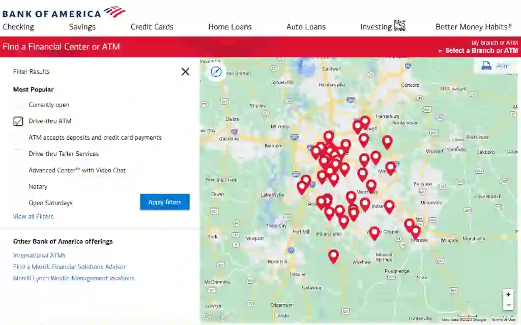 Bank of America Drive-Thru ATM near me