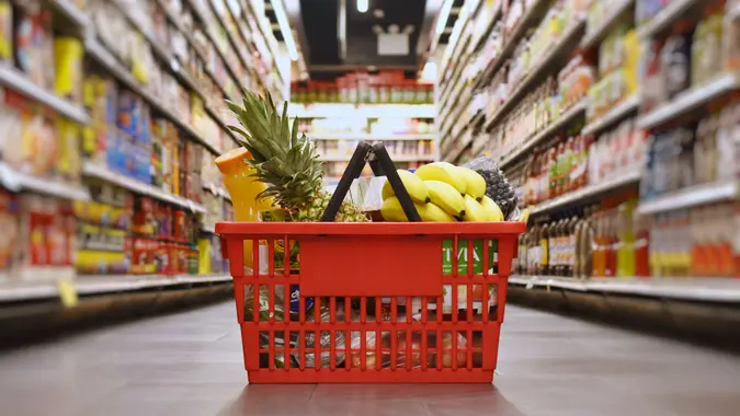 Grocery shopping stock photo
