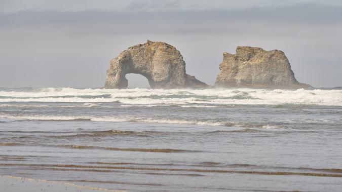 Twin Rocks off shore at Rockaway Beach, Oregon.