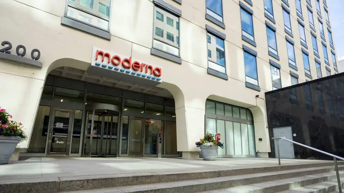 Cambridge, MA, USA - June 29, 2022: Front view of the headquarters of Moderna, Inc.