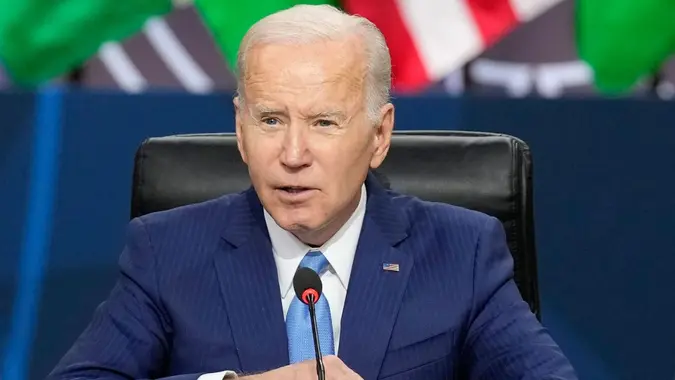 Mandatory Credit: Photo by Susan Walsh/AP/Shutterstock (13669592bo)President Joe Biden speaks during the closing session at the U.