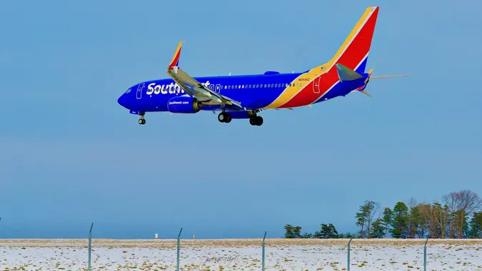 Southwest Airlines 737-800 Landing at BWI stock photo