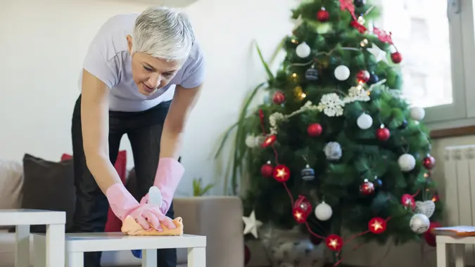 Preparing for Christmas stock photo