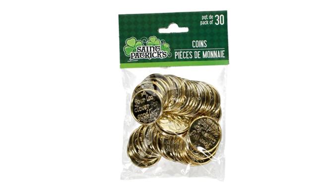 Plastic St. Patrick Shamrock Coins Plastic St. Patrick Shamrock Coins