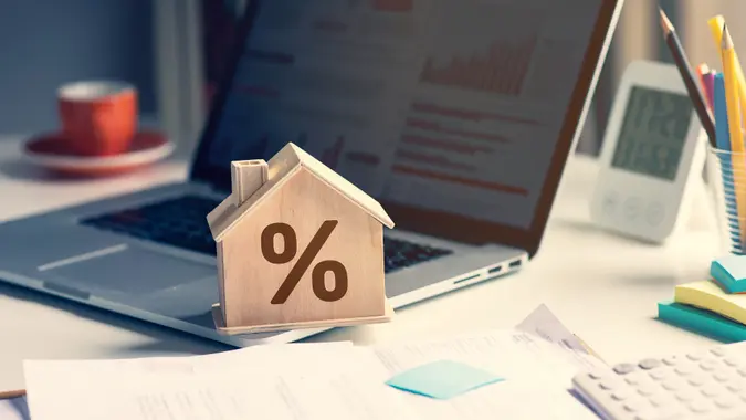 Property interest rate,finance loan increase.investor planning.business real estate stock photo