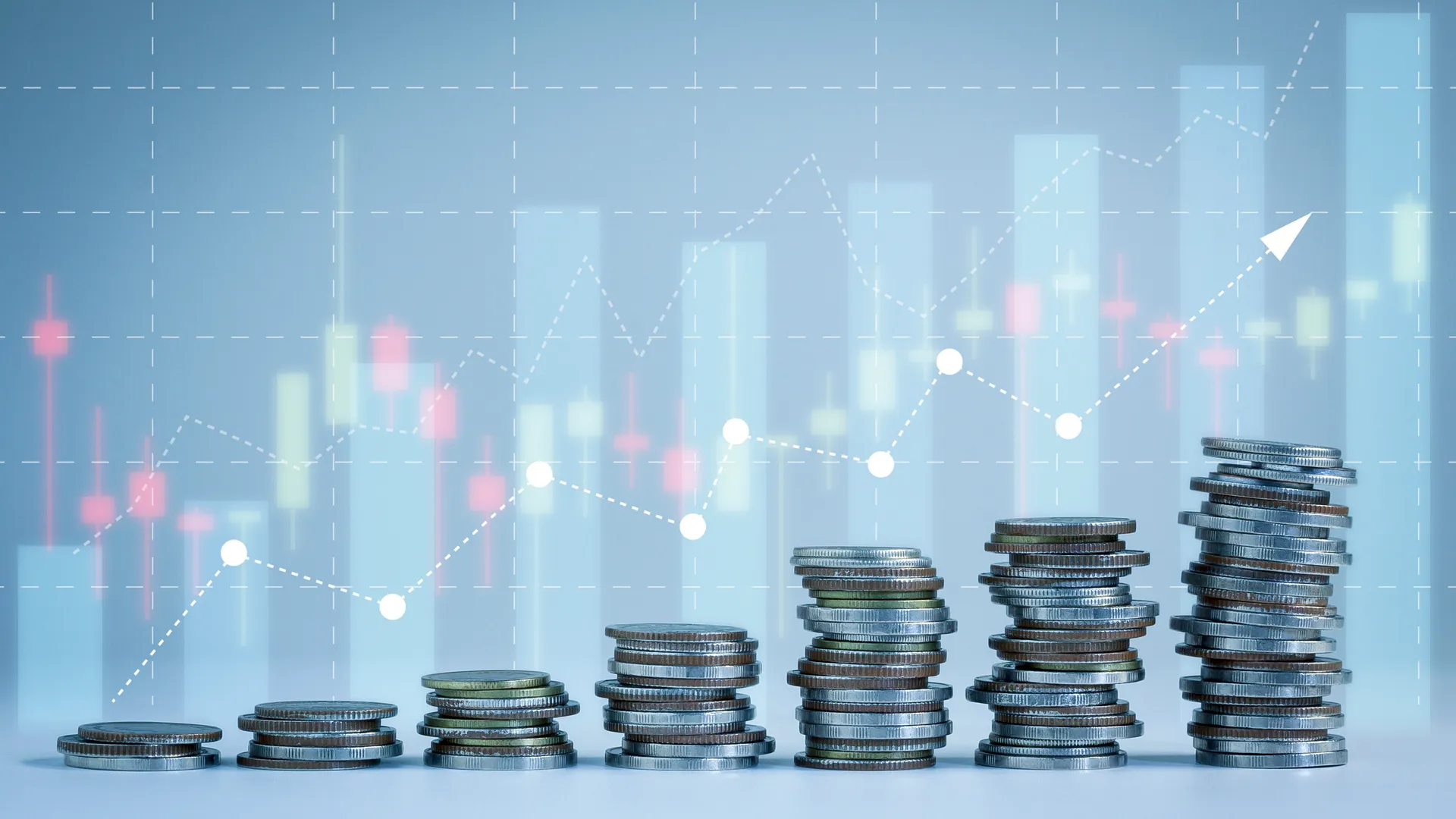 Financial and business background for Stacking of money coins.