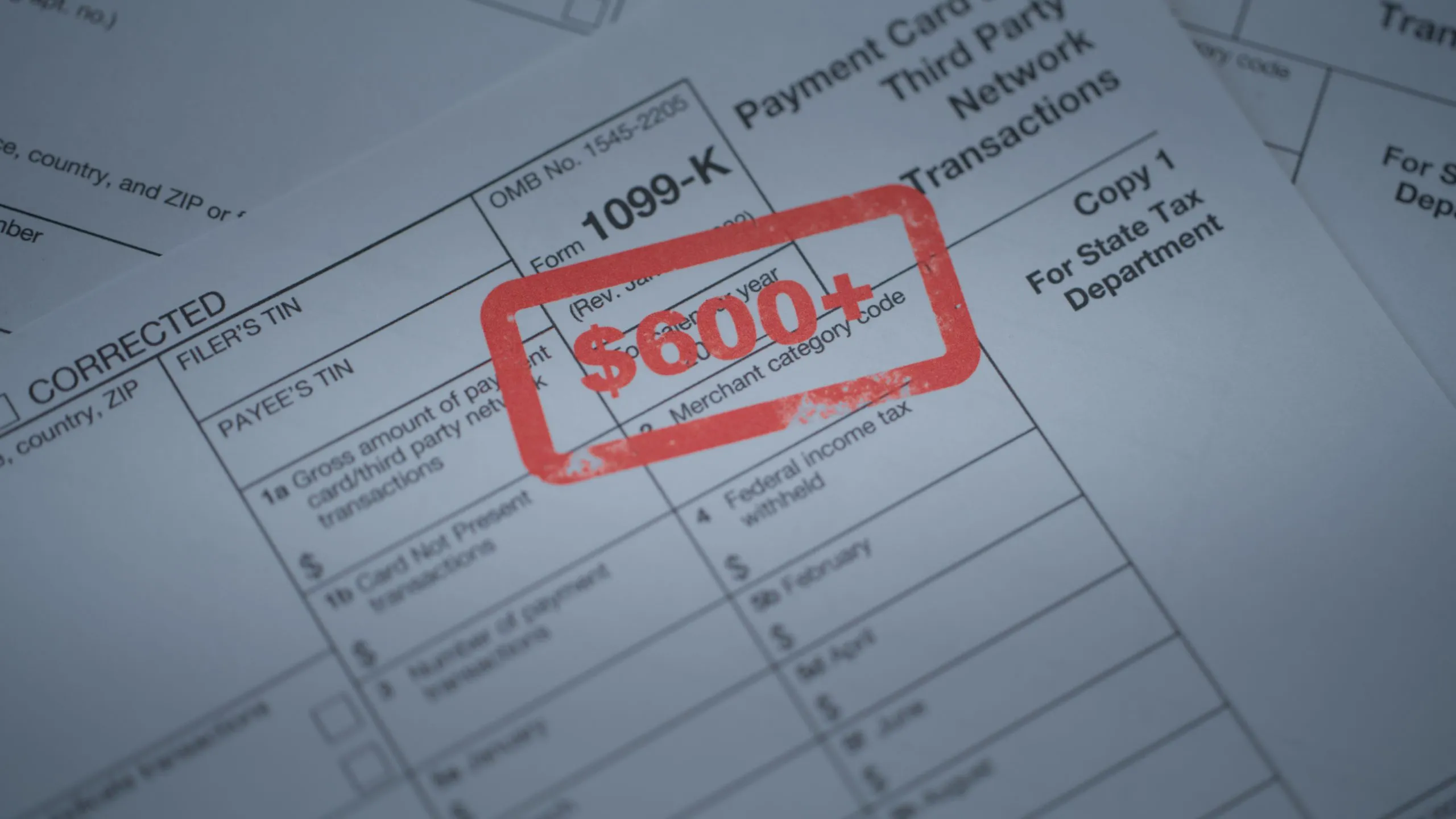 国税局1099 - k的纳税申请表(支付卡和第三方网络交易)。