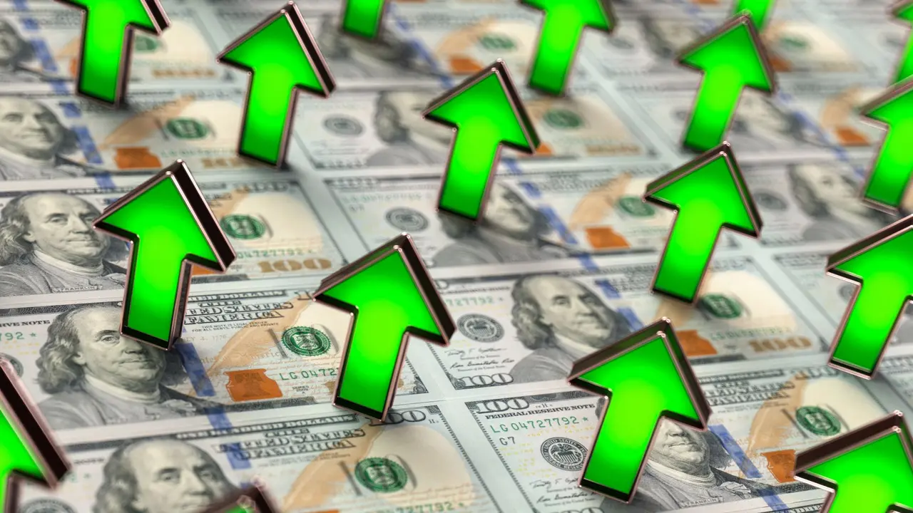US Dollar Up Trend with Green Arrows.