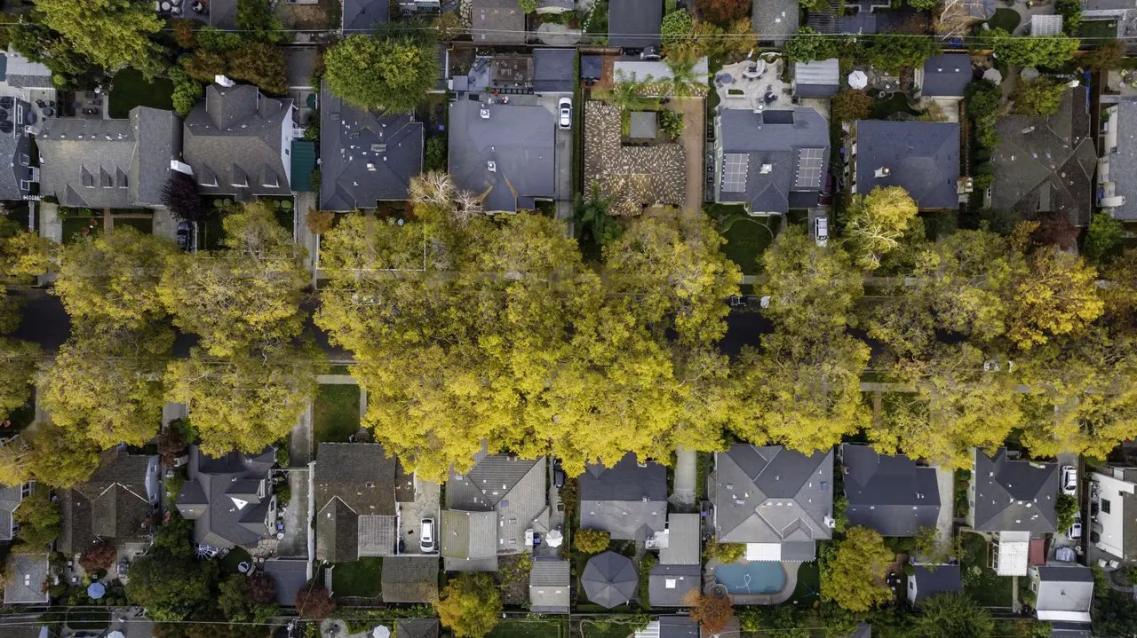Aerial photo of  Willow Glen neighborhood a suburb of San Jose, CA.