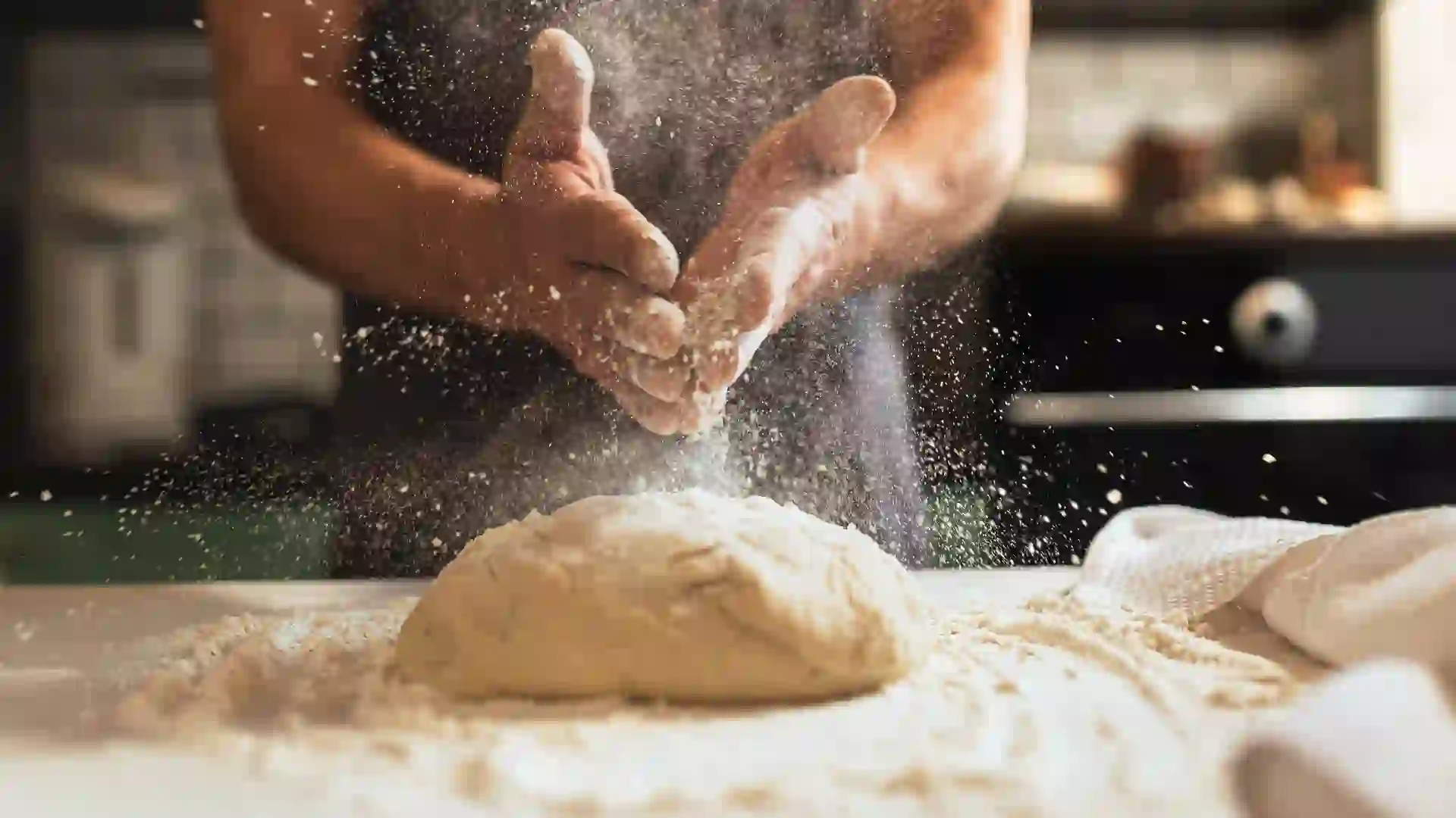 Kneading dough.