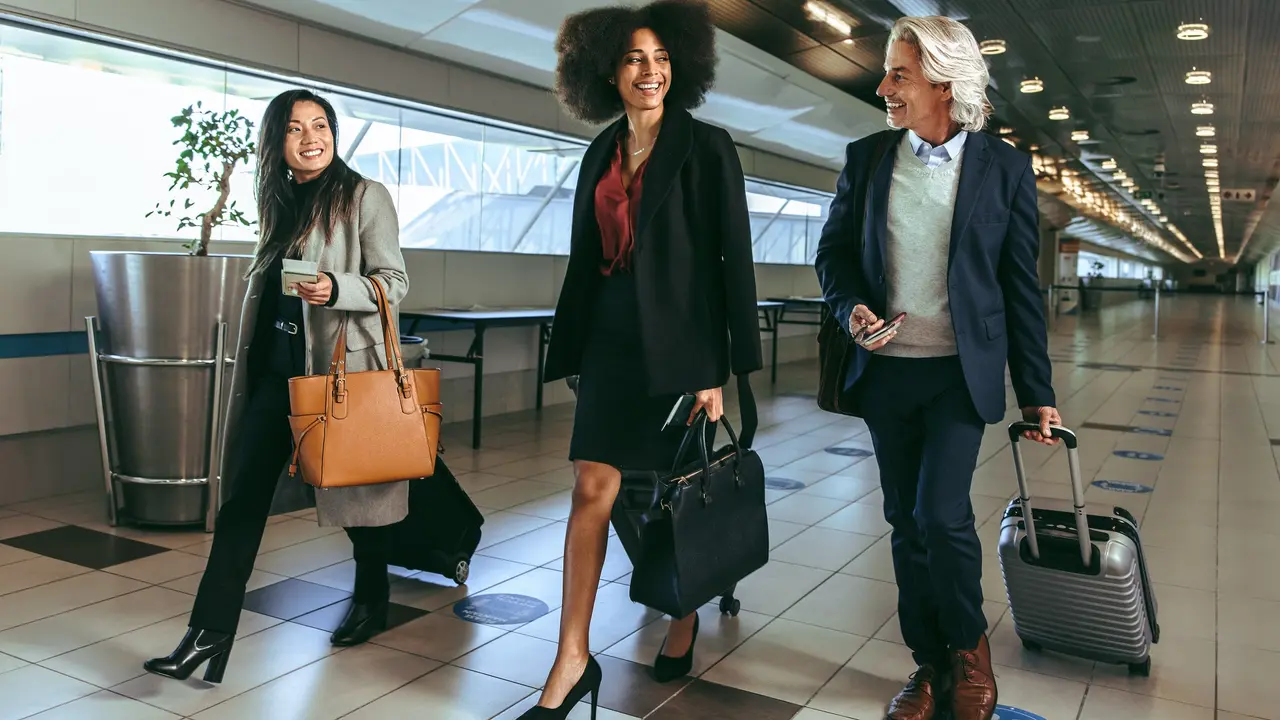 Multi ethnic people going on business trip stock photo