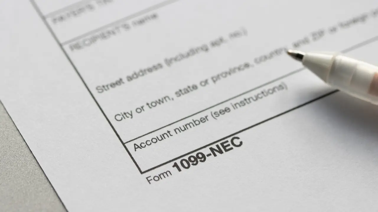 Closeup of Form 1099-NEC, Nonemployee Compensation.