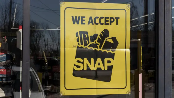 Florence - Circa February 2022: SNAP and EBT Accepted here sign.