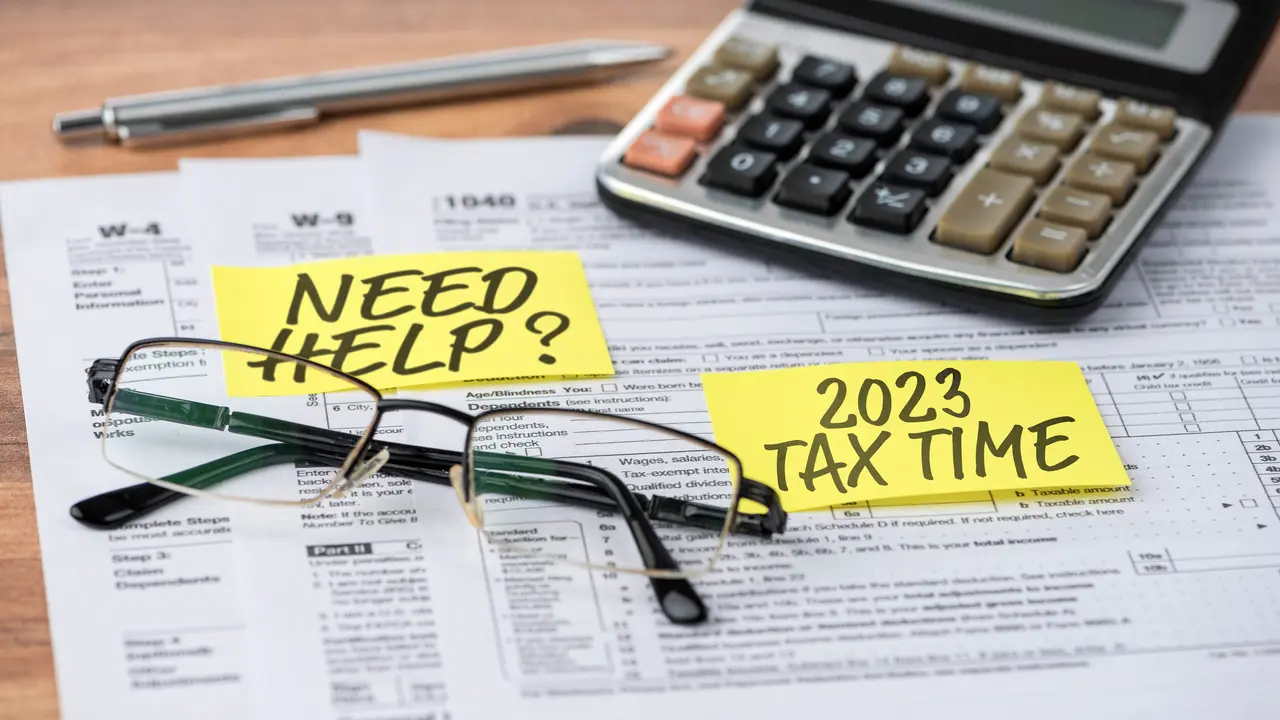 2020 TAX TIME and NEED HELP note on tax forms.