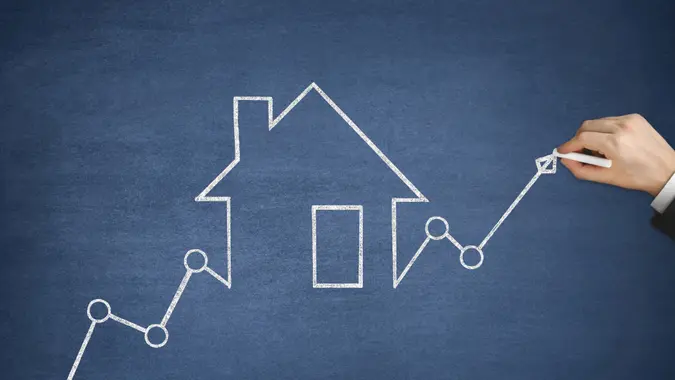 House real estate graph price investment mortgage.
