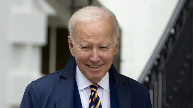 Mandatory Credit: Photo by Michael Reynolds/UPI/Shutterstock (13748960f)US President Joe Biden walks out of the White House to depart the South Lawn by Marine One en route to New York City, in Washington, DC, on Tuesday, January 31, 2023.