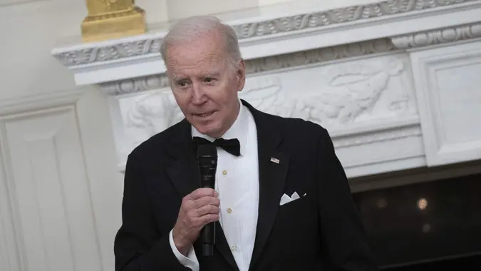 Mandatory Credit: Photo by Pool/ABACA/Shutterstock (13764358e)United States President Joe Biden welcomes Governors and their spouses for dinner at the White House during the winter meeting of the National Governors Association in Washington, DC on February 11, 2023.