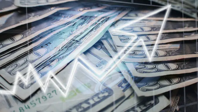 Stock Market Shares Increasing In Value During A Bull Market Concept.