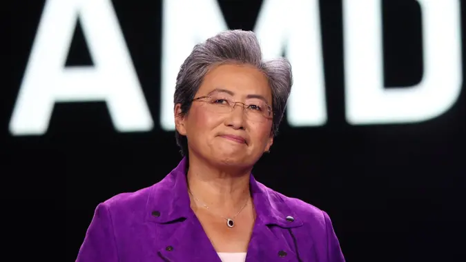 Mandatory Credit: Photo by James Atoa/UPI/Shutterstock (13697726x)CEO of AMD, Lisa Su speaks on stage during the 2023 International CES, at the Venetian Convention Center in Las Vegas, Nevada on Wednesday, January 4, 2023.