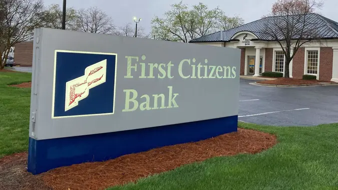 Mandatory Credit: Photo by Jonathan Drew/AP/Shutterstock (13847106a)First Citizens Bank sign is seen in Durham, North Carolina, on .