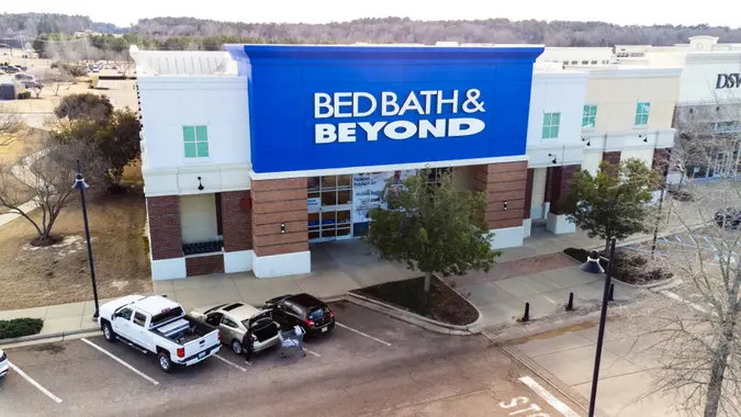 Flowood, MS - January 2023: Bed Bath & Beyond is a chain of retail merchandise stores selling bedding, bathroom, kitchen, and home décor.