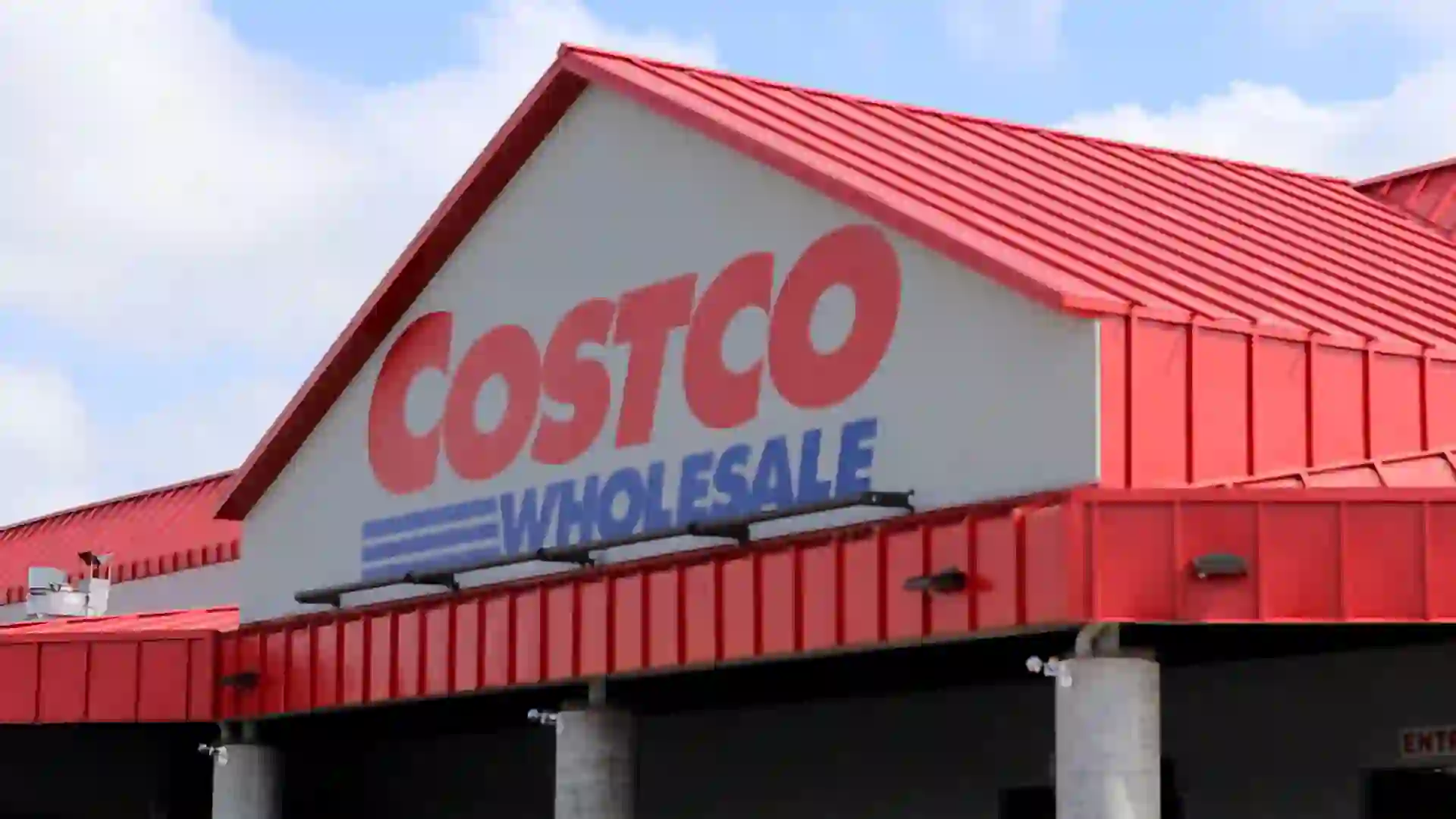 A shot of the exterior of a Costco Wholesale store located in Fullerton, California on a bright, sunny day