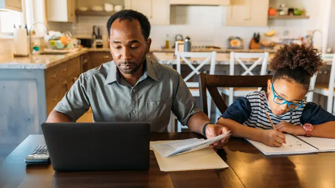 Man Working On Home Finances stock photo