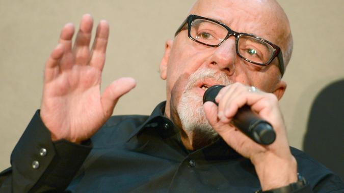 Mandatory Credit: Photo by Arne Dedert/EPA/Shutterstock (8245710b)Brazilian Author Paulo Coelho Talks at an Event For the Future of Reading at the Frankfurt Book Fair In?frankurt Germany 08 October 2014 the World's Largest Book Fair Continues Until 12 October Finland is This Year's Host Country Germany Frankfurt Am MainGermany Frankfurt Book Fair - Oct 2014.