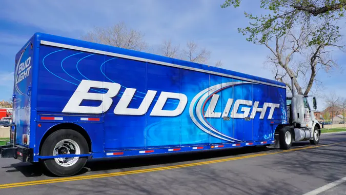 Fort Collins, Colorado, USA - May 2, 2014: A Bud Light delivery truck in Fort Collins.