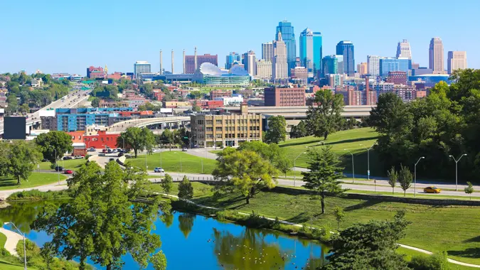 Blue lake view in Kansas City.
