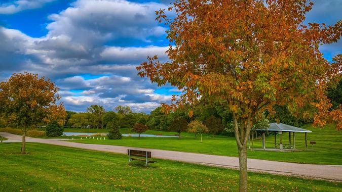 Glenwood Lake, Glenwood, Iowa in October.