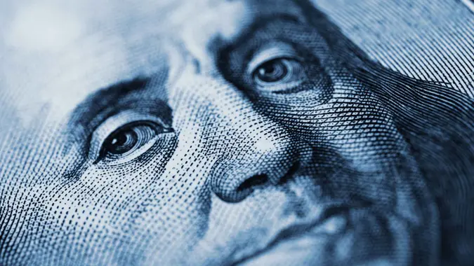 Benjamin Franklin on one hundred american dollar.