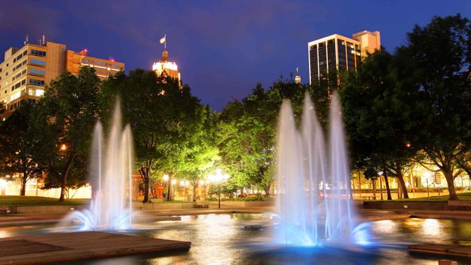 Fountain in downtown Fort Wayne, Indiana.