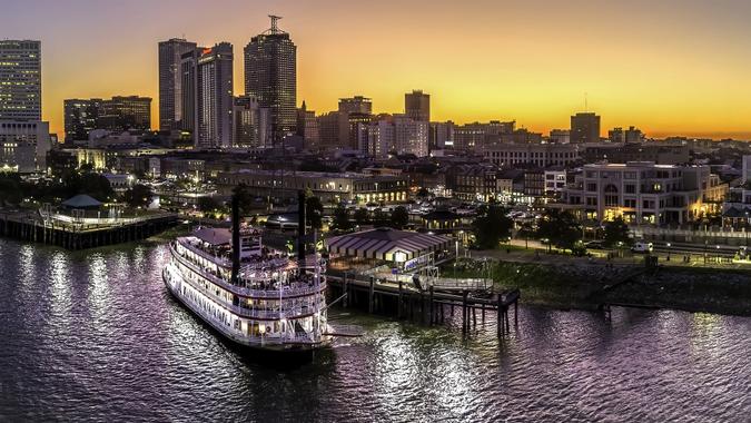 City of New Orleans sunset stock photo