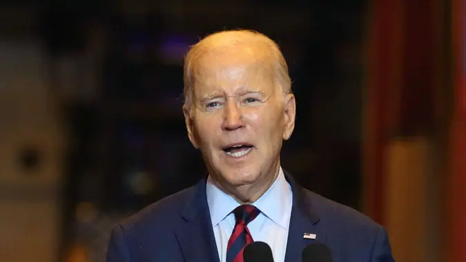 Mandatory Credit: Photo by MediaPunch/Shutterstock (14016980i)President Joe Biden remarks on Bidenomics at the Philly Shipyard, PhiladelphiaPresident Joe Biden gives Bidenomics speech, Philadelphia, Pennsylvania, USA - 20 Jul 2023.