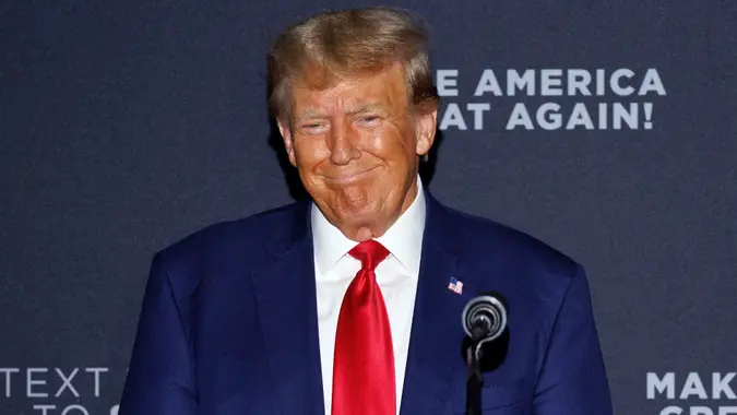Republican candidate for President Former US President Donald Trump campaigning in New Hampshire, Windham, USA - 08 Aug 2023