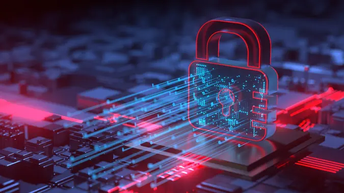 Cyber Security Ransomware Email Phishing Encrypted Technology, Digital Information Protected Secured.