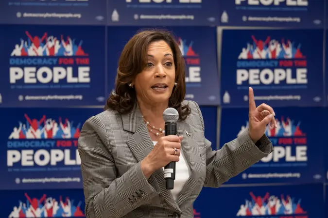 Mandatory Credit: Photo by Shutterstock (14027959n)United States Vice President Kamala Harris speaking to "Democracy for the People" at Roxbury Community College in Boston, Massachusetts prior to delivering remarks at the 2023 NAACP National Convention in Boston.
