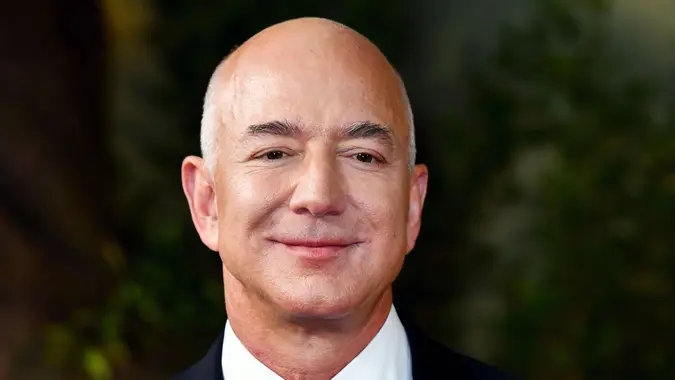 Jeff Bezos smiles during an event.