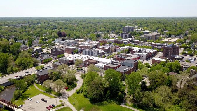 Downtown Ypsilanti, Michigan stock photo