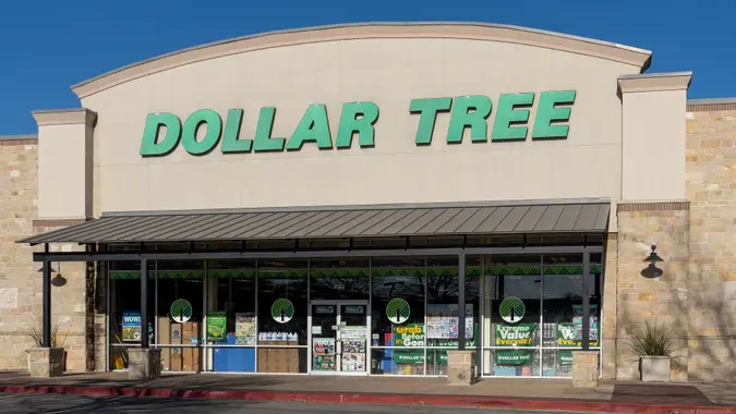 A Dollar Tree store in Austin, Texas, USA. stock photo