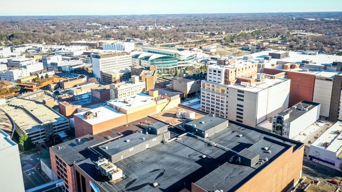 Beautiful shot of High Point skyline on a clear winter day stock photo