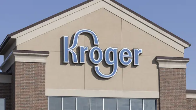 Kroger Supermarket. Kroger is one of the largest grocery store chains in the United States. stock photo