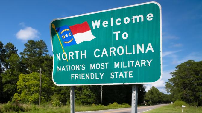 Welcome to North Carolina stock photo