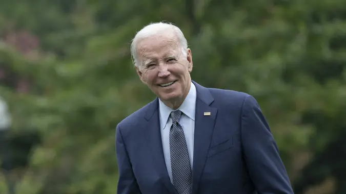 Mandatory Credit: Photo by Shutterstock (14106012d)United States President Joe Biden arrives on the South lawn of the White House in Washington, DC after a visit to Wilmington, DE, September 17, 2023.