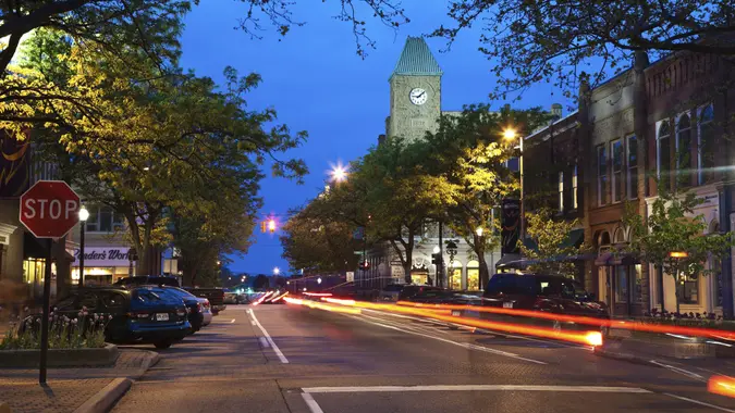 Streets of downtown Holland stock photo