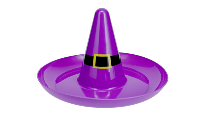 Halloween Themed Plastic Witch Hat Round Tray