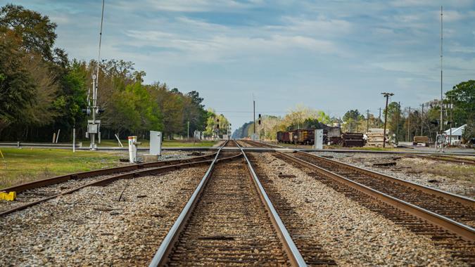 Parallel Railroad Tracks stock photo