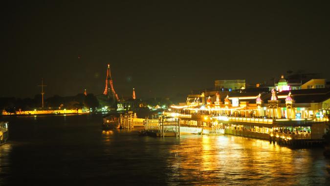 Beautiful view of Chao Phraya River at night.